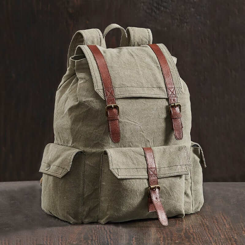 Mona B - Canvas large Back Pack with inside laptop compartment for Offices, Schools and Colleges for Men and Women (Moss) - MC-1001 C