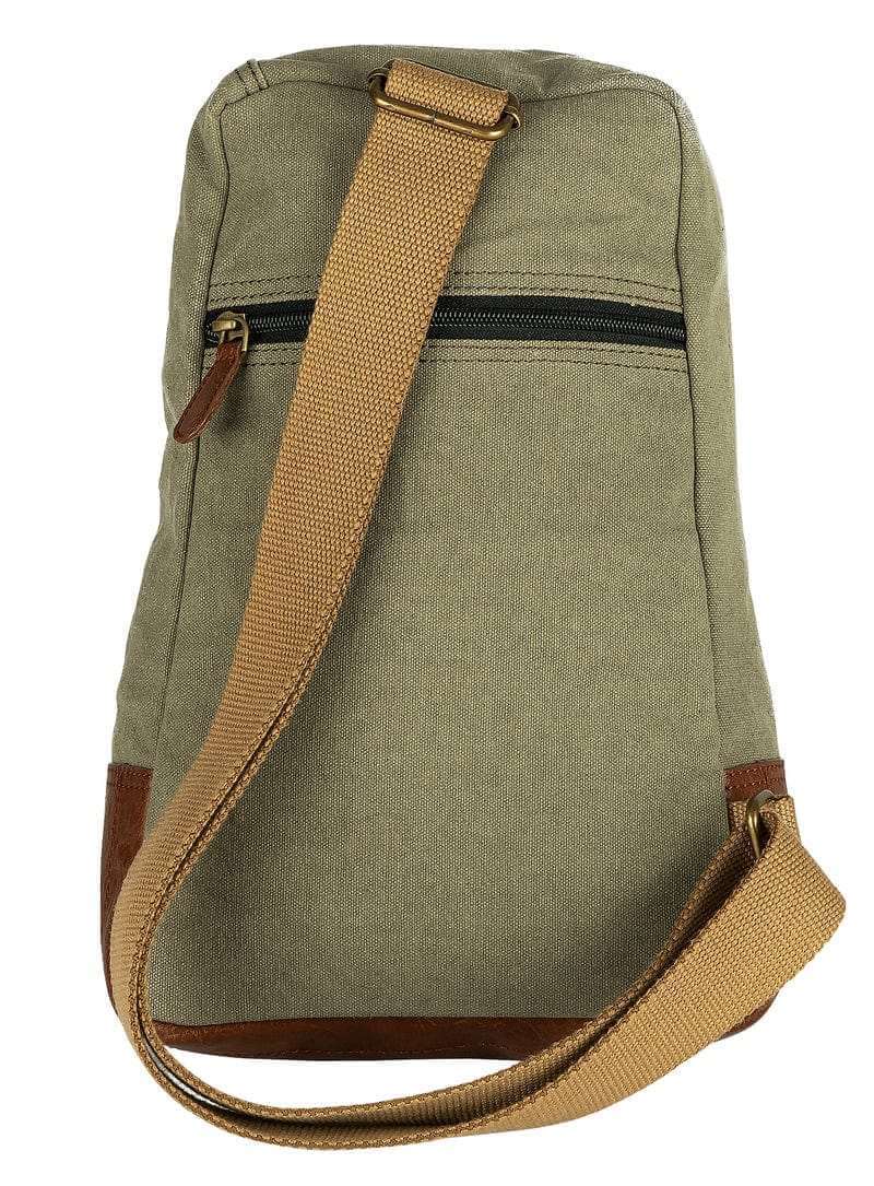 Mona B - Canvas Upcycled Messenger Crossbody Vintage Sling Bag with Stylish Design both for Men and Women (Moss, Wanderer) - MC-1003 C