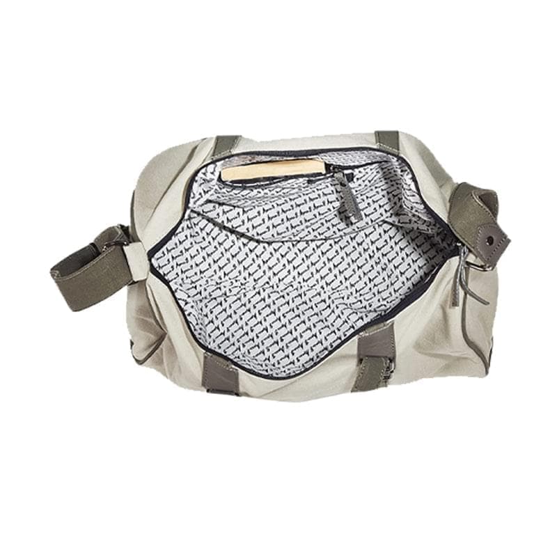 Mona B - Ice Grey 100% Cotton Canvas Duffel Gym Travel and Sports Bag with Outside Pocket and Stylish Design for Men and Women