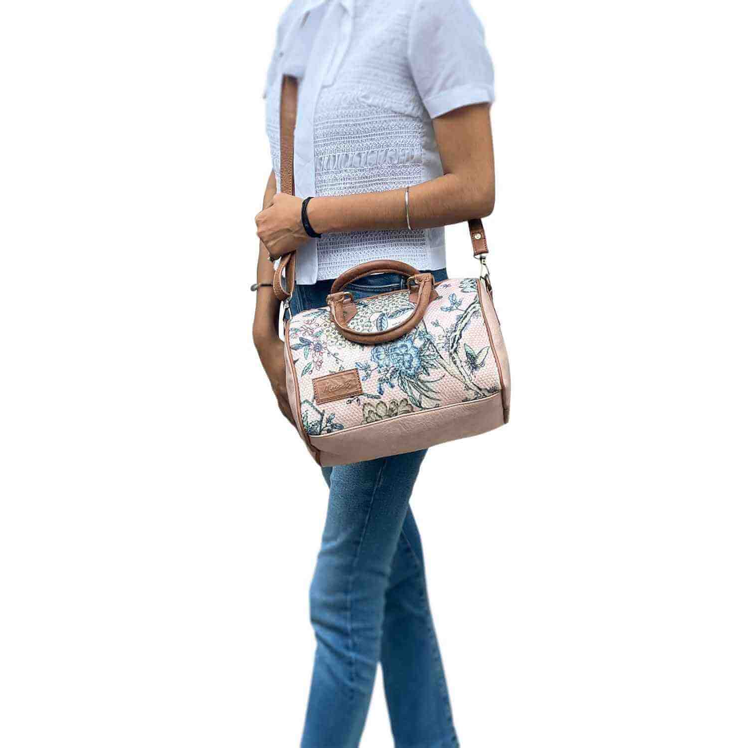 Mona B - Kilim Inspired Canvas Handbag for Women | Crossbody Bag | Stylish Vintage Shoulder Bags for Women: Pink - M-7001