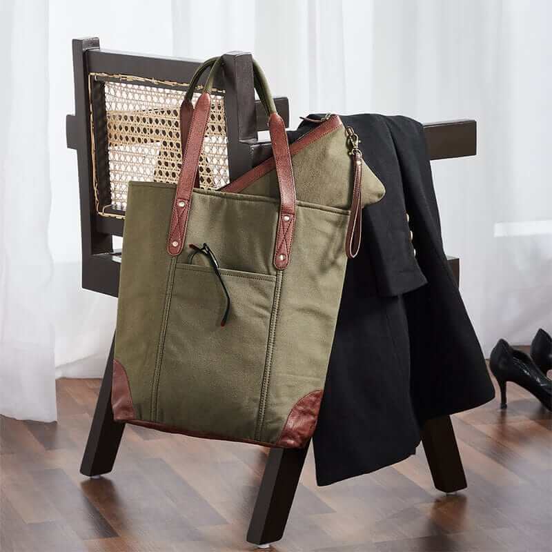 Mona B - Large Canvas Handbag for Women | Tote Bag for Grocery, Shopping, Travel | Stylish Vintage Shoulder Bags for Women (Green)