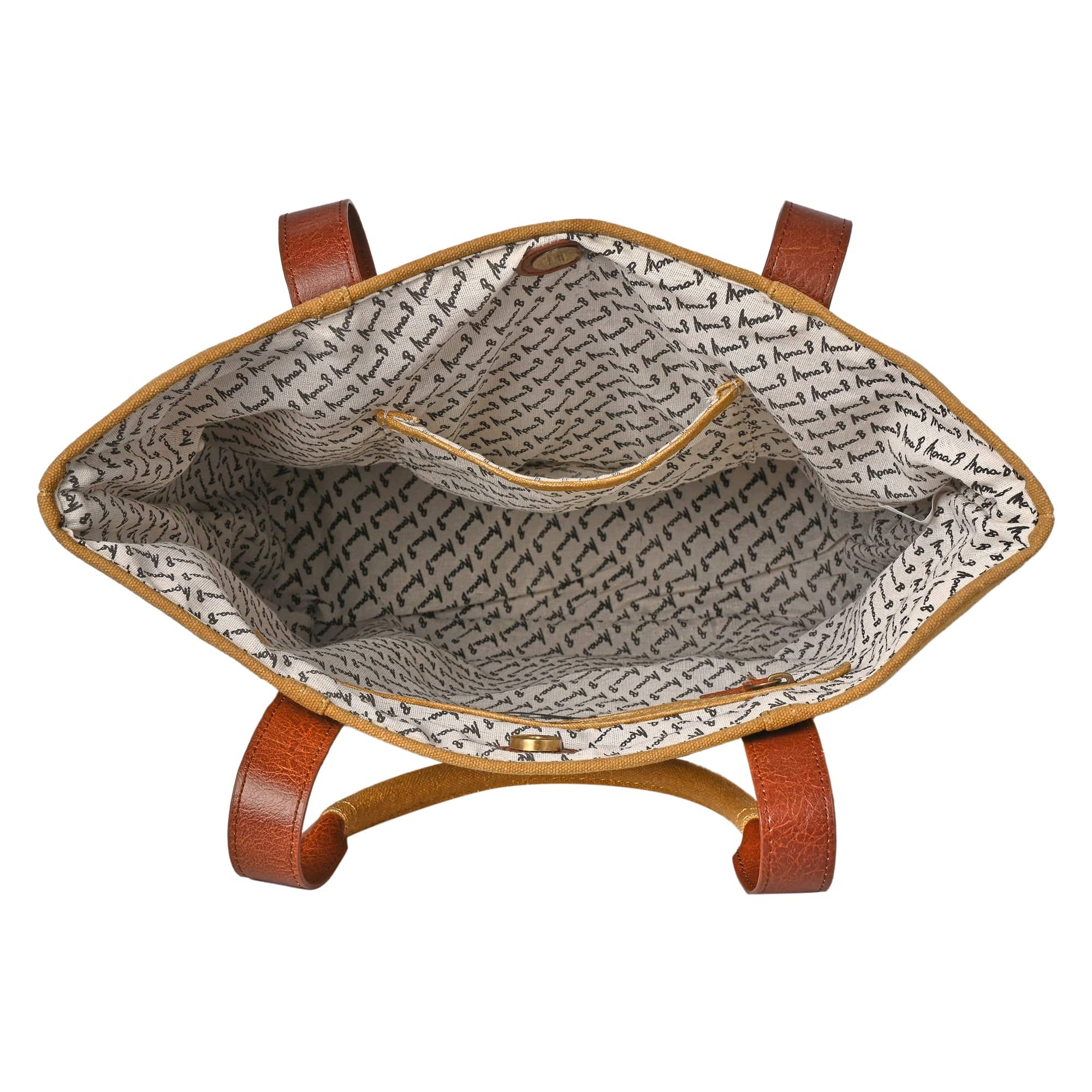 Mona B - Large Canvas Handbag for Women | Tote Bag for Grocery, Shopping, Travel | Stylish Vintage Shoulder Bags for Women (Mustard)