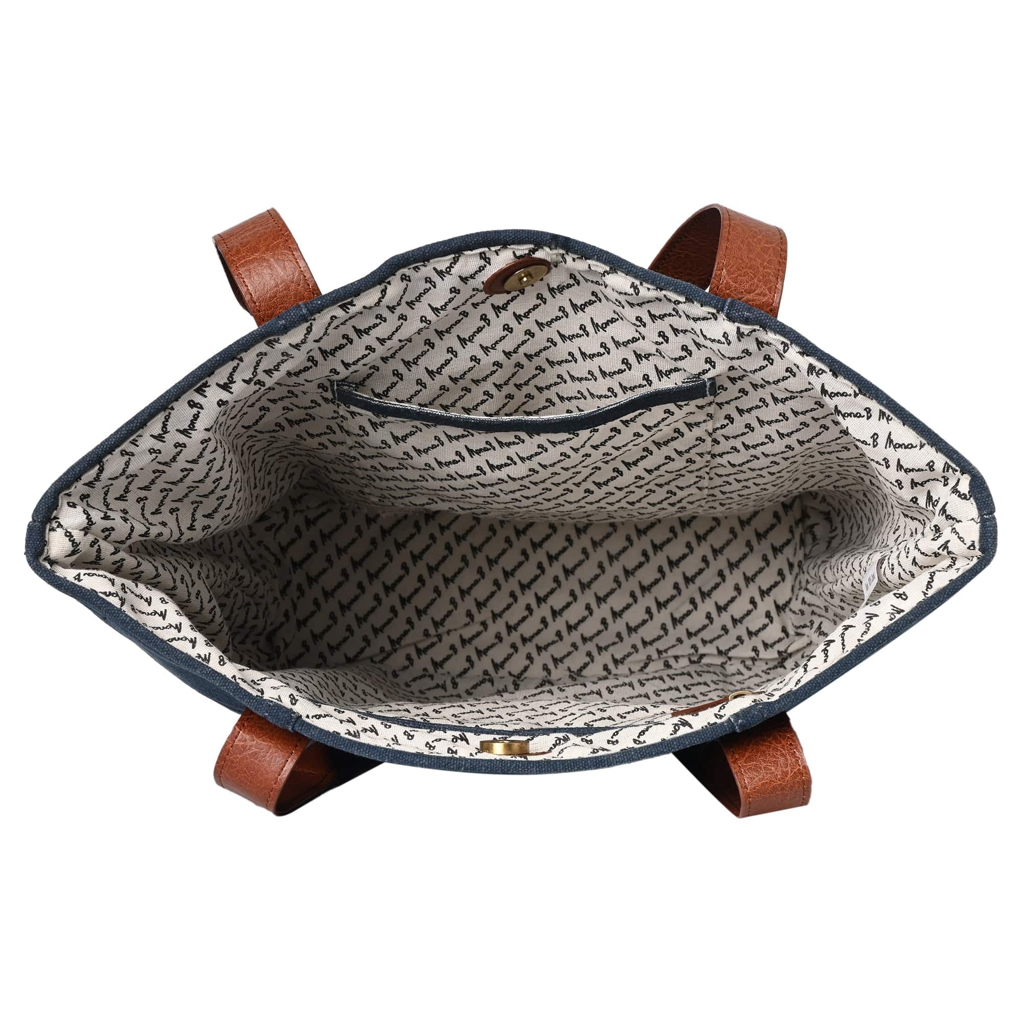 Mona B - Large Canvas Handbag for Women | Tote Bag for Grocery, Shopping, Travel | Stylish Vintage Shoulder Bags for Women (Navy)