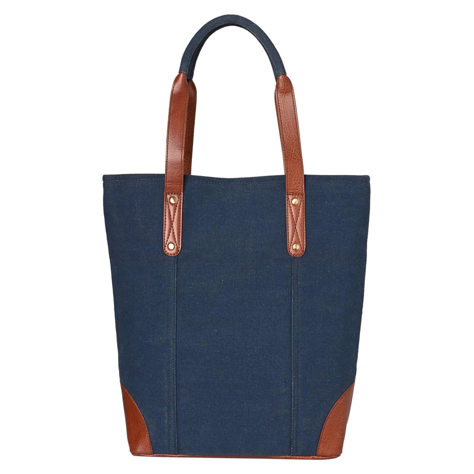 Mona B - Large Canvas Handbag for Women | Tote Bag for Grocery, Shopping, Travel | Stylish Vintage Shoulder Bags for Women (Navy)