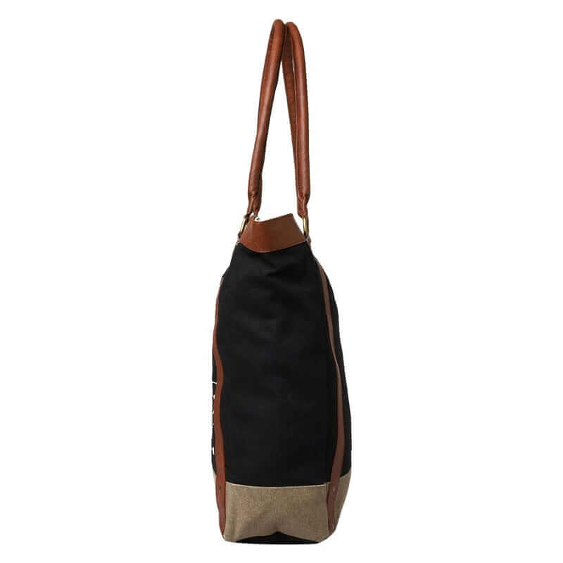Mona B - Large Canvas Handbag for Women | Zipper Tote Bag for Grocery, Shopping, Travel | Stylish Vintage Shoulder Bags for Women (Black) - (M-6014)