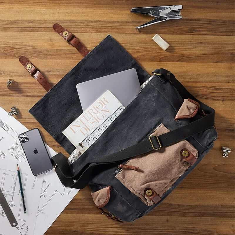 Mona B - Messenger Crossbody Laptop Bag for Upto 14" Laptop/Mac Book/Tablet with Stylish Design for Men and Women (Navy)