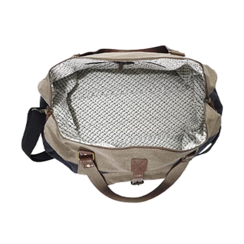 Mona B - Navy 100% Cotton Canvas Duffel Gym Travel and Sports Bag with Outside Zippered Pocket and Stylish Design for Men and Women