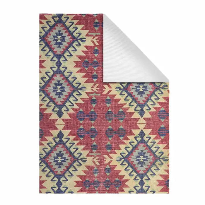 Vintage Printed Multi Color 3.5x5.5 Feet Dhurrie Carpet Floor Mat