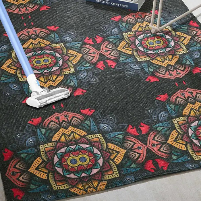 Printed Vintage Design Dhurrie Carpet - 3.5x5.5 Feet Multi-Color Floor Mat