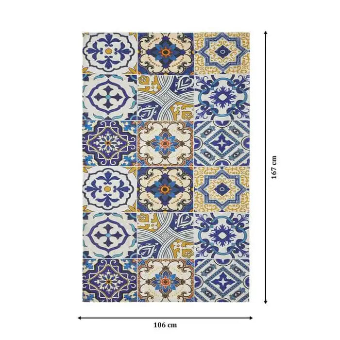 Printed Vintage Dhurrie Carpet Rug: 3.5 X 5.5 Feet Multi Color Floor Mat