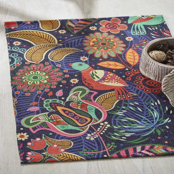 Multi Color Printed Vintage Dhurrie Carpet Rug Runner Floor Mat for Living Room & Bedroom: 2 X 3 Feet