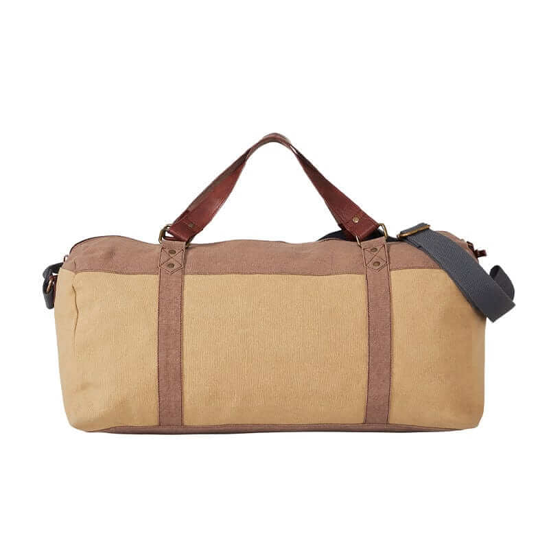 Mona B - Sebastian 100% Cotton Canvas Duffel Gym Travel and Sports Bag with Outside Zippered Pocket and Stylish Design for Men and Women