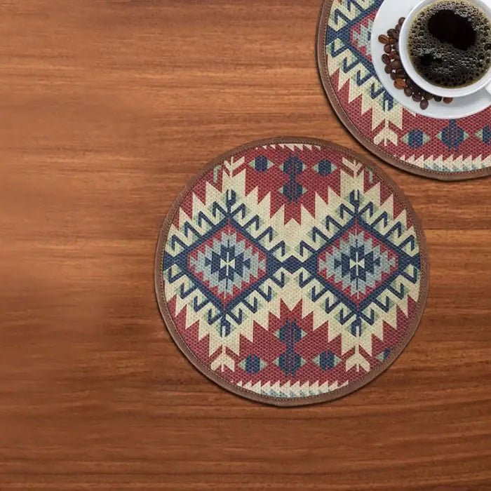 Mona B - Set of 2 Printed Placemats, 13 INCH Round, Best for Bed-Side Table/Center Table, Dining Table/Shelves (Kilm)