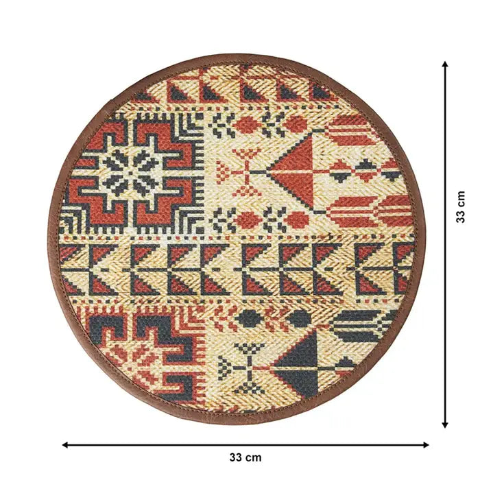 Mona B - Set of 2 Printed Placemats, 13 INCH Round, Best for Bed-Side Table/Center Table, Dining Table/Shelves (Mosaic)