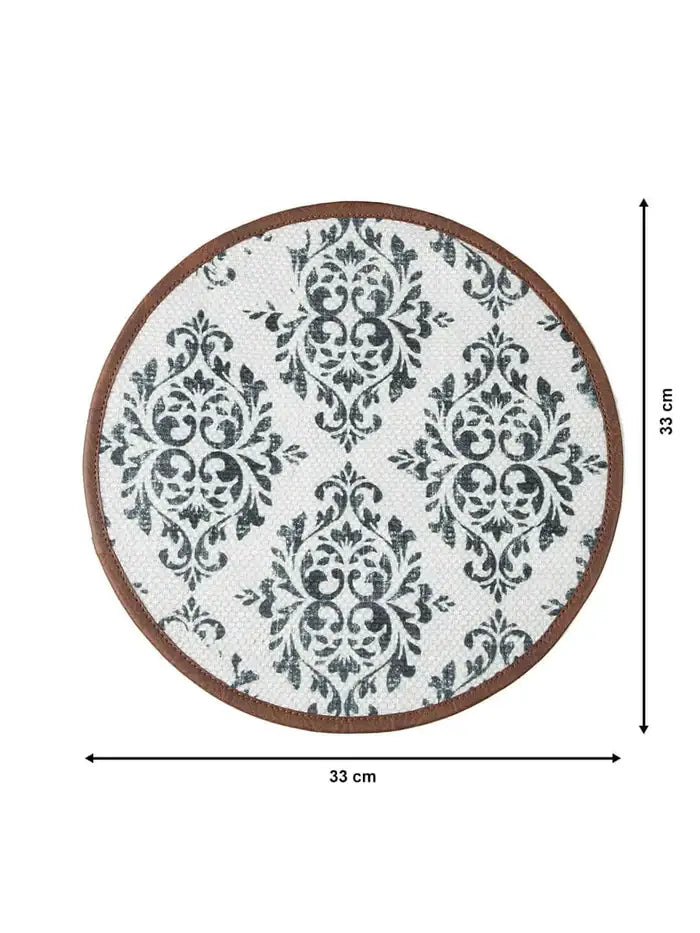 Mona B - Set of 2 Printed Placemats, 13 INCH Round, Best for Bed-Side Table/Center Table, Dining Table/Shelves (Trellis)