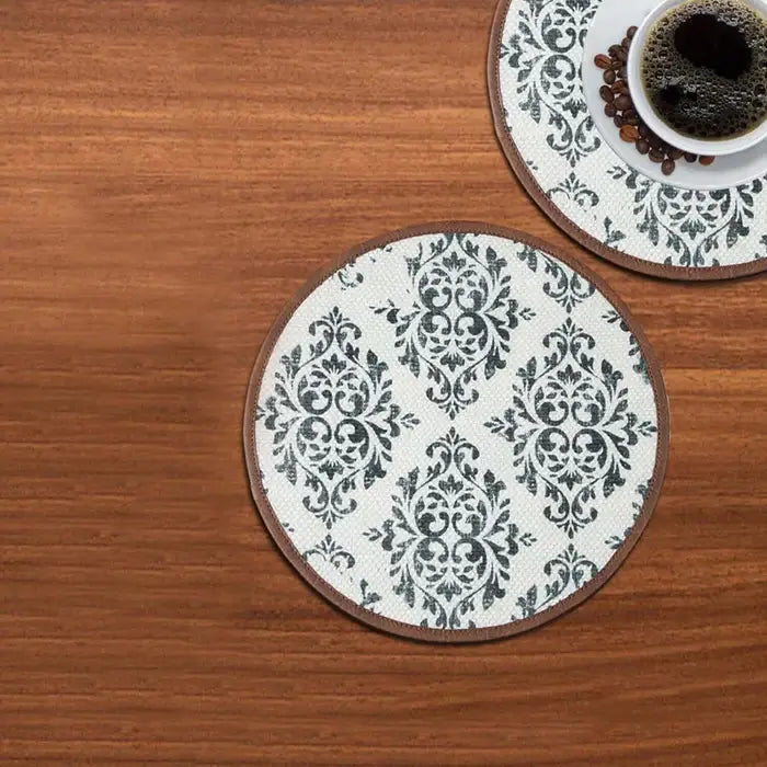 Mona B - Set of 2 Printed Placemats, 13 INCH Round, Best for Bed-Side Table/Center Table, Dining Table/Shelves (Trellis)