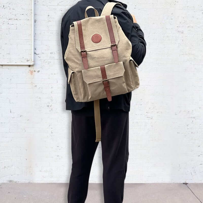 Mona B - Unisex Canvas Back Pack for Office | School and College with Upto 14" Laptop/ Mac Book/ Tablet: Flint