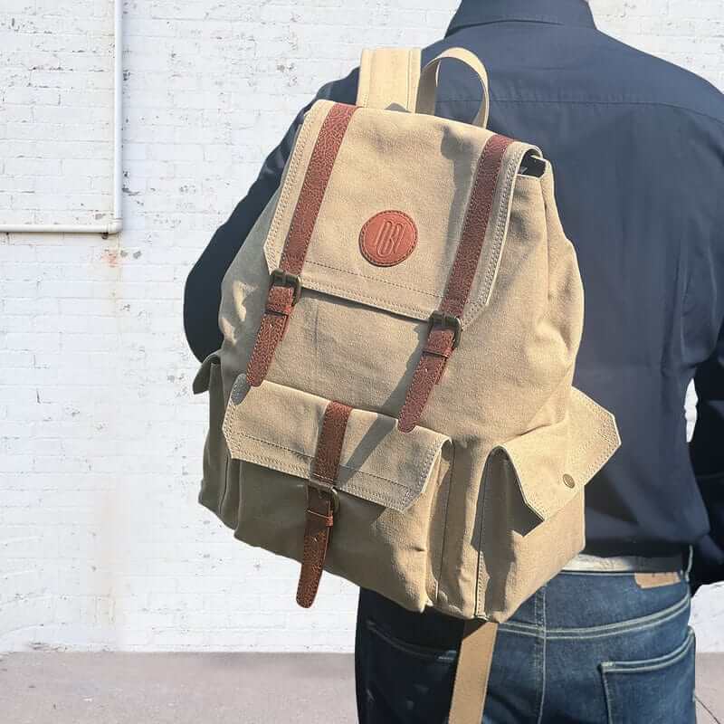 Mona B - Unisex Canvas Back Pack for Office | School and College with Upto 14" Laptop/ Mac Book/ Tablet: Flint