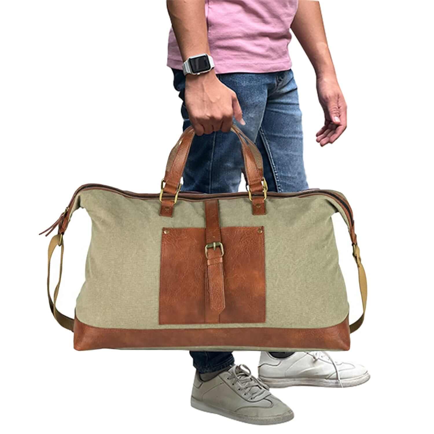 Mona B - Unisex Canvas Gym, Travel and Sports Duffel Bag (Moss, Large) - (MC-1002 C )