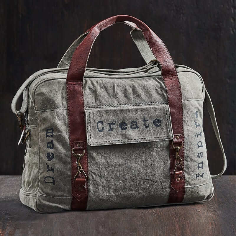 Mona B - Upcycled Canvas Duffel Gym Travel and Sports Bag with Stylish Design for Men and Women: Dream