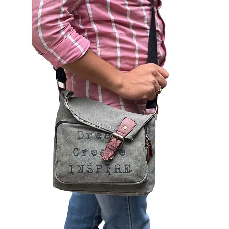 Mona B - Upcycled Canvas Messenger Crossbody Bag with Stylish Design for Men and Women: Dream
