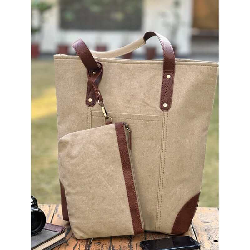 Mona B - Women Canvas Handbag for Women Tote Bag for Grocery, Shopping, Travel: Brown, Large