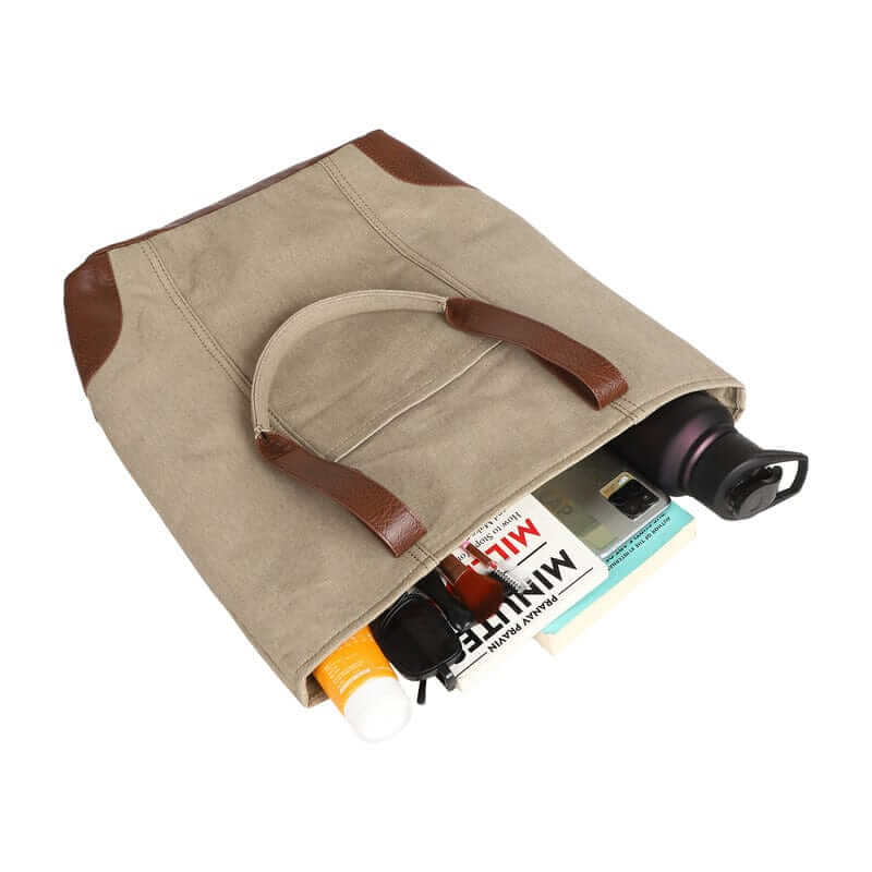 Mona B - Women Canvas Handbag for Women Tote Bag for Grocery, Shopping, Travel: Brown, Large