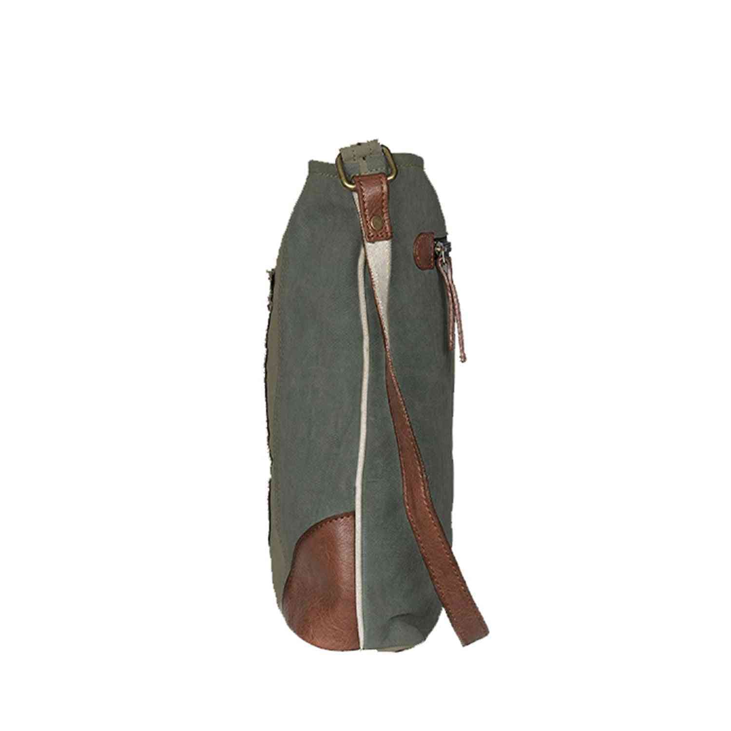 Mona B - Women's Canvas Messenger Crossbody Vintage Sling Bag (Multicolor, Escape-Bisque, Medium) - (M-6013)