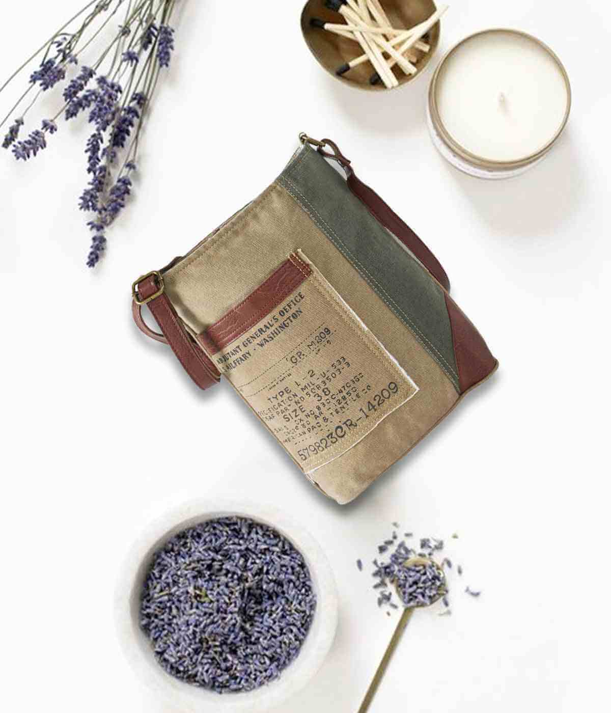 Mona B - Women's Canvas Messenger Crossbody Vintage Sling Bag (Multicolor, Escape-Bisque, Medium) - (M-6013)