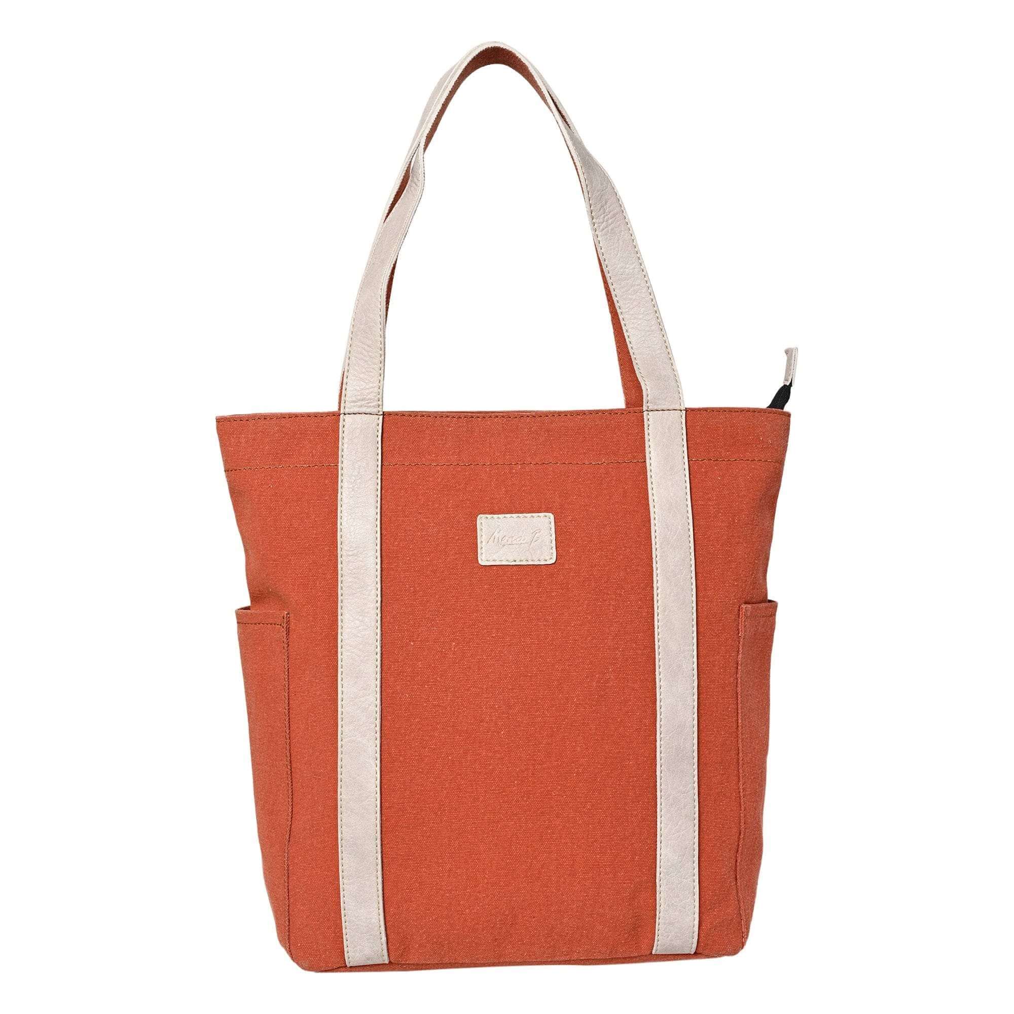 Mona B - Color Block Tote: Burnt Orange - (M-2502)
