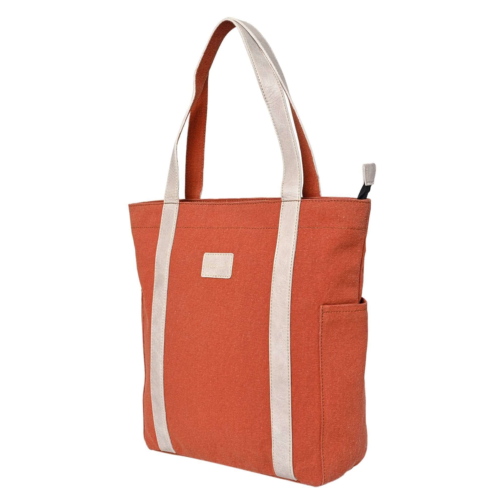 Mona B - Color Block Tote: Burnt Orange - (M-2502)