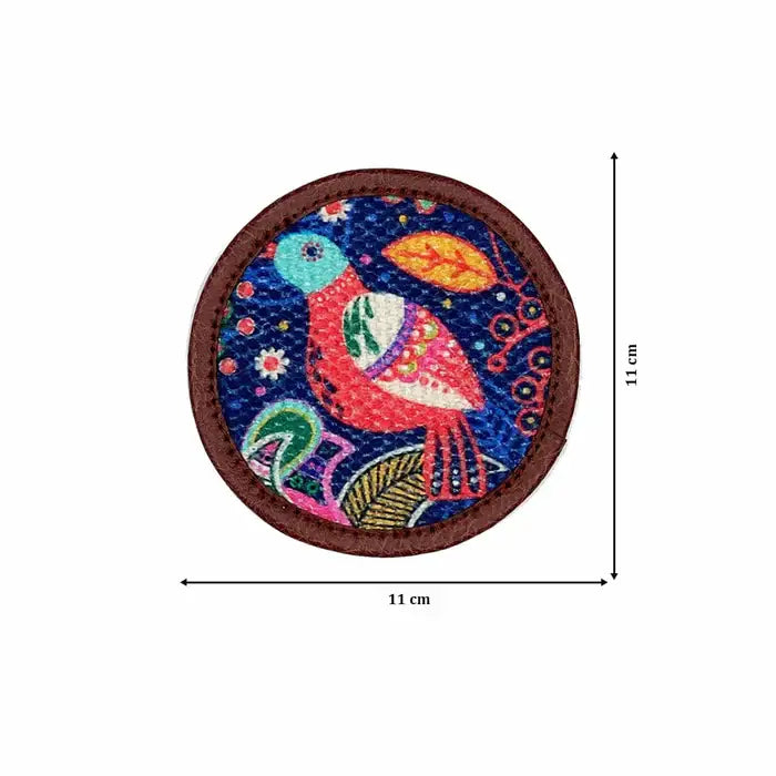 Mona B - Set of 4 Printed Coasters, 4.5 INCH Round, Best for Bed-Side Table/Center Table, Dining Table - PC-111