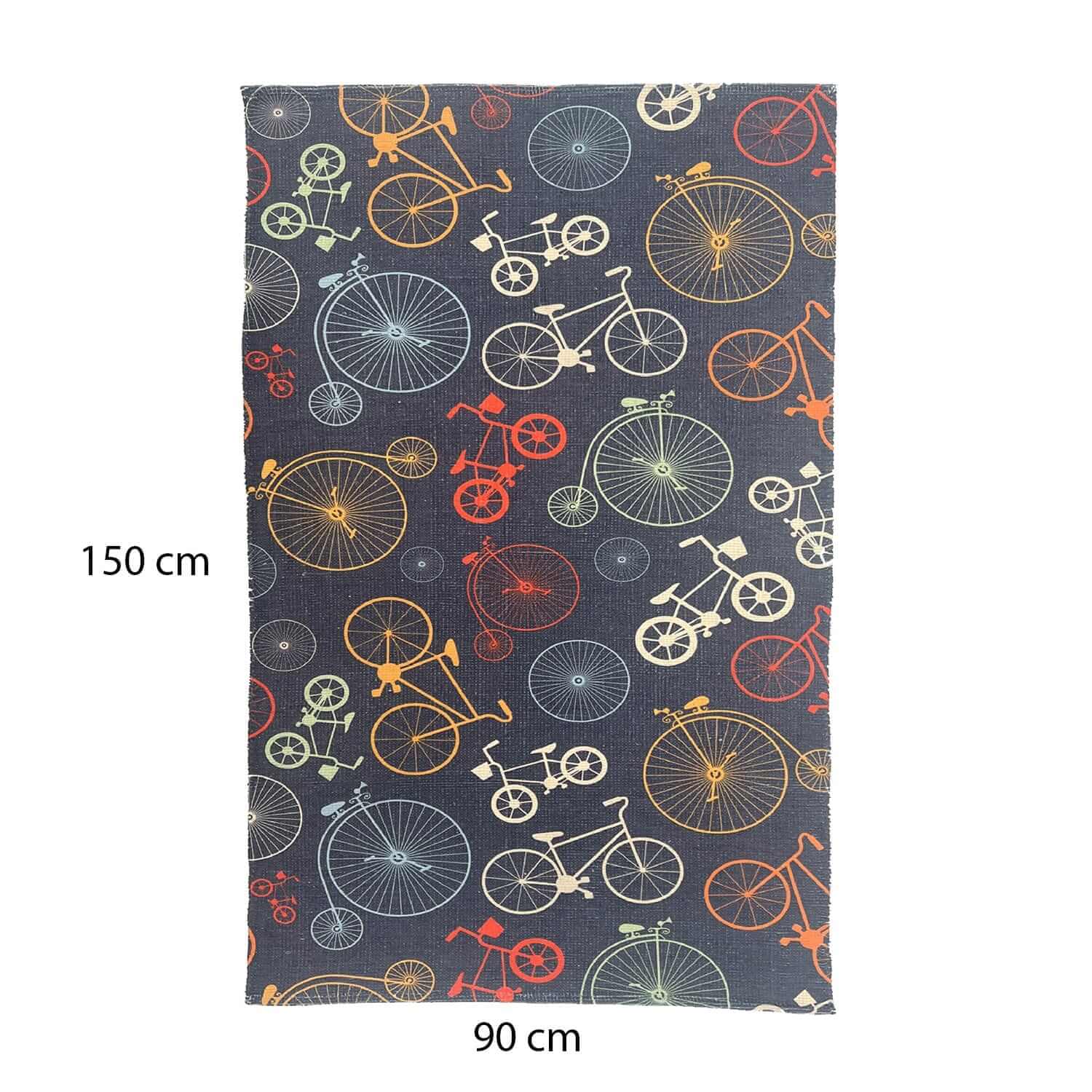 Mona B - Printed Cycle Kids Room Dhurrie Carpet Rug Runner Floor Mat for Living Room Bedroom: 3 X 5 Feet Multi Color - PR-110 (3660)