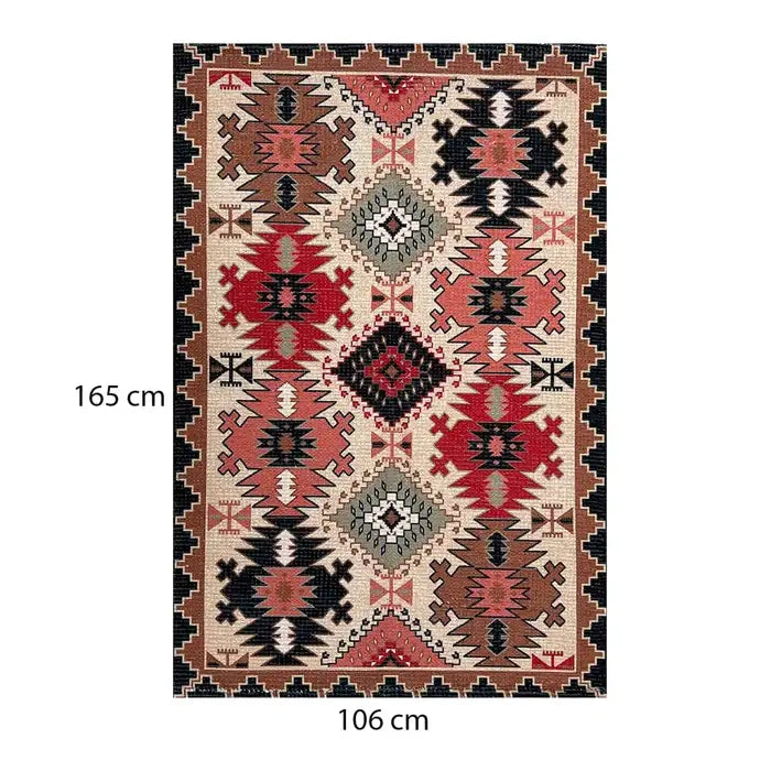 Printed Vintage Dhurrie Rug Carpet 3.5x5.5 Feet - Multi Color Traditional Floor Mat