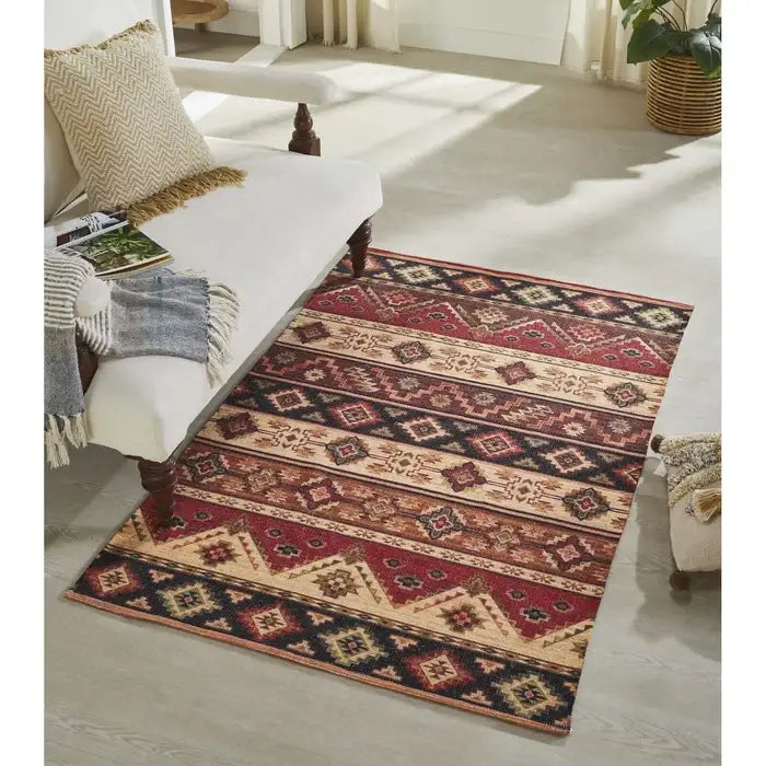 Multicolor Printed Vintage Dhurrie Carpet Rug Runner Floor Mat for Living Room & Bedroom - 3.5x5.5 Feet