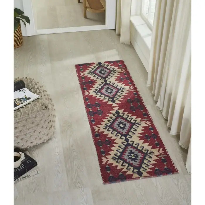 Printed Vintage Dhurrie Carpet Rug Runner 1.83x6 Feet - Multi Color Floor Mat for Living Room and Bedroom