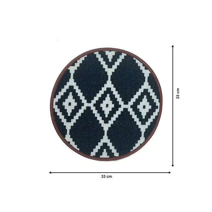 Mona B - Set of 2 Printed Placemats, 13 INCH Round, Best for Bed-Side Table/Center Table, Dining Table/Shelves - BR-305 (1319)