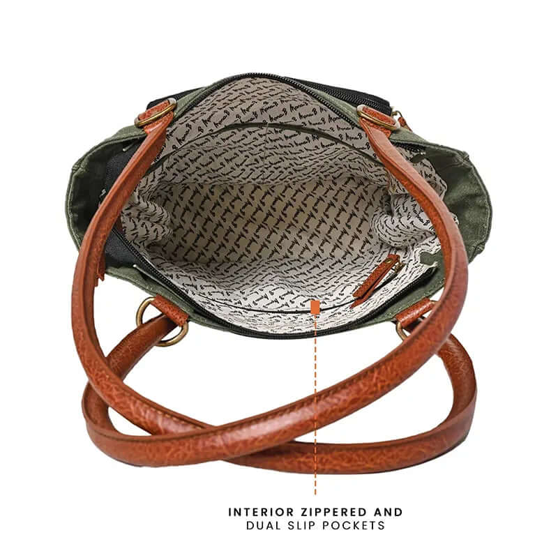 Mona B - Two in One Convertible Tote: Forest - (M-2509)