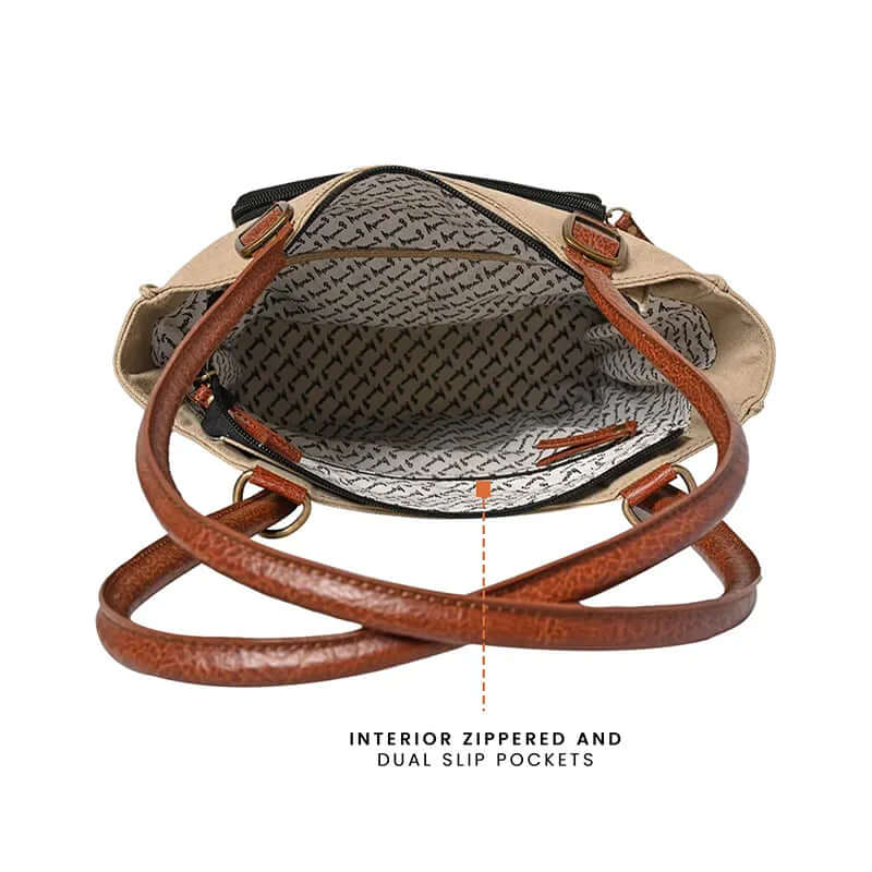 Mona B - Two in One Convertible Tote: Beige - (M-2507)