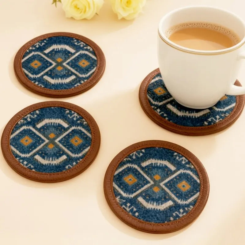 Mona B - Set of 4 Printed Coasters, 4.5 INCH Round, Best for Bed-Side Table/Center Table, Dining Table - BR-503 CO