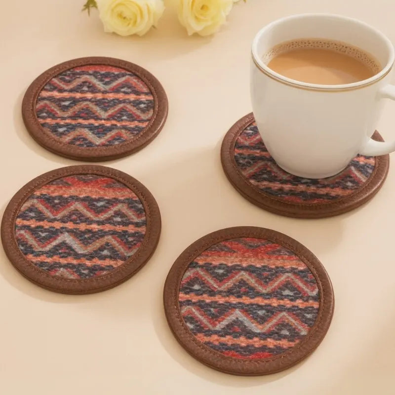 Mona B - Set of 4 Printed Coasters, 4.5 INCH Round, Best for Bed-Side Table/Center Table, Dining Table - BR-502 CO