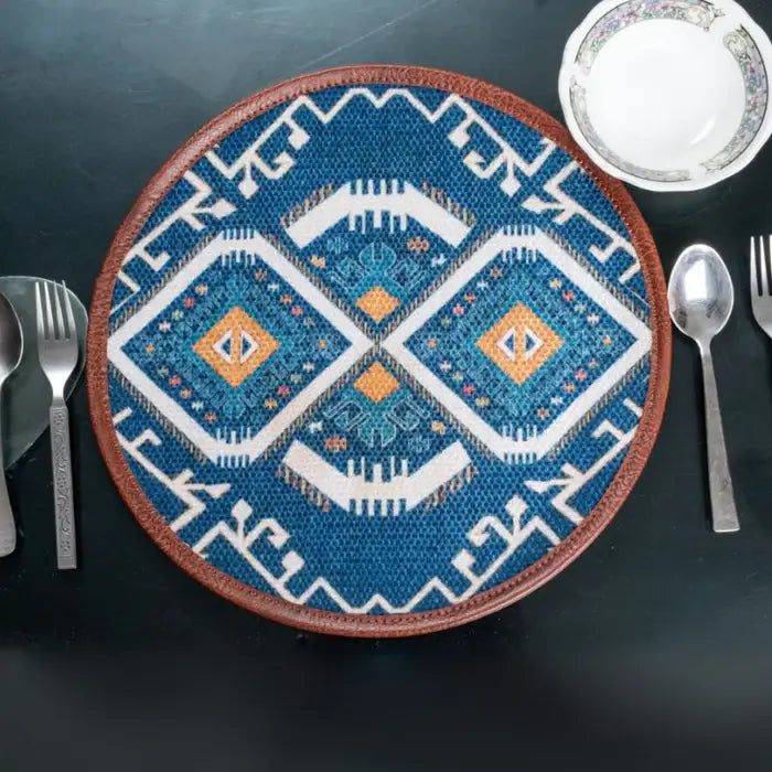 Mona B - Set of 2 Printed Placemats, 13 INCH Round, Best for Bed-Side Table/Center Table, Dining Table/Shelves - BR-503 P