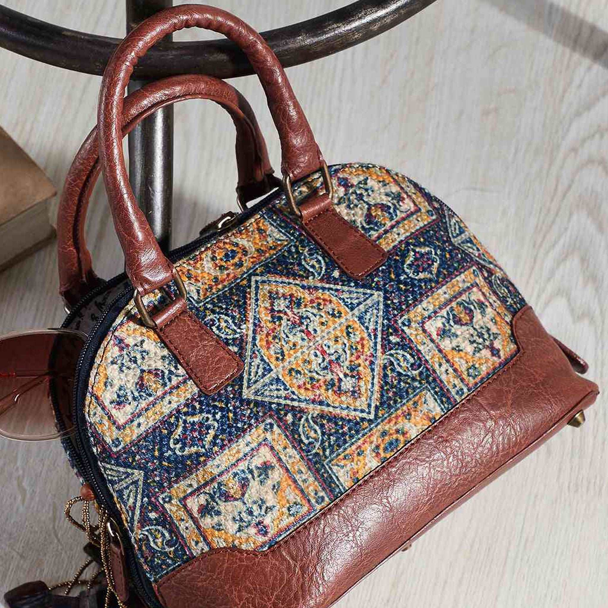 Mona B Canvas Samll Vintage Handbag, Shoulder Bags For Shopping Travel With Stylish Design For Women (Chocolate, Kilim) - M-7006 - Handbag by Mona-B - Backpack, Flash Sale, Flat40, Sale, 