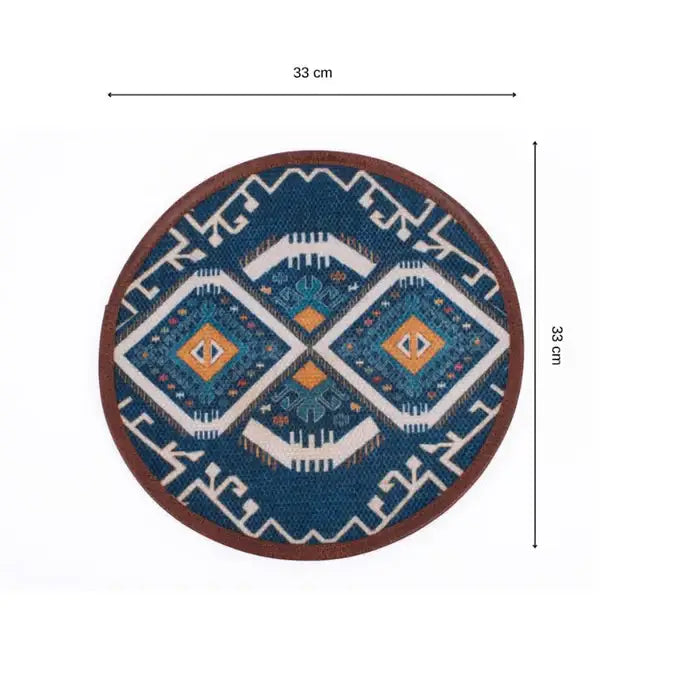 Mona B - Set of 2 Printed Placemats, 13 INCH Round, Best for Bed-Side Table/Center Table, Dining Table/Shelves - BR-503 P