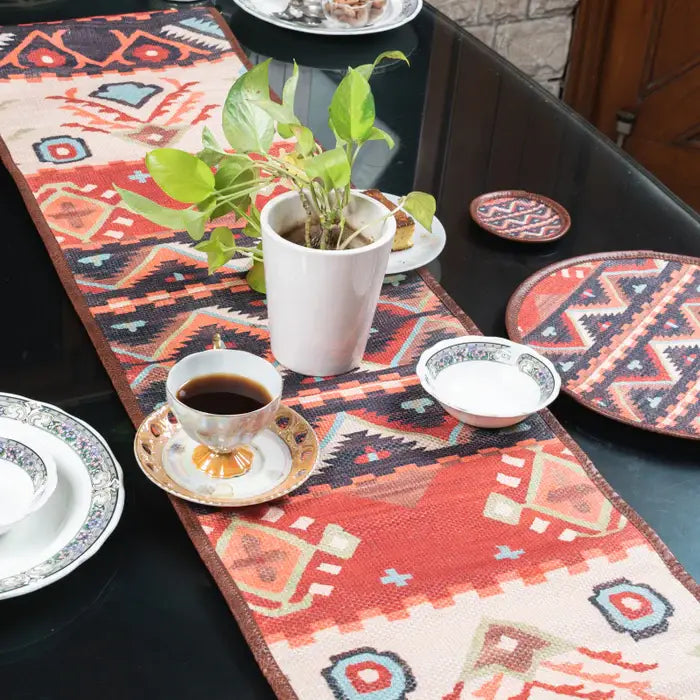 Mona B - Printed Runner, 13X 60 INCH, Best for Bed-Side Table/Center Table, Dining Table/Shelves - BR-502 RUM