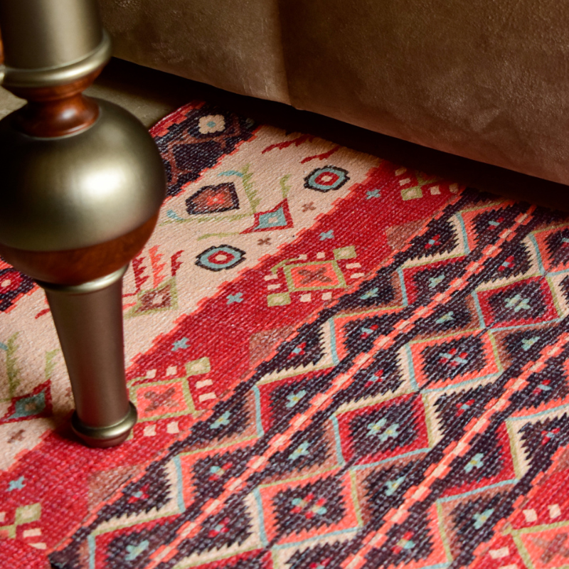 Mona B - Printed Vintage Dhurrie Carpet Rug Runner Floor Mat for Living Room Bedroom: 5 X 8 Feet Multi Color - BR-502 RGL