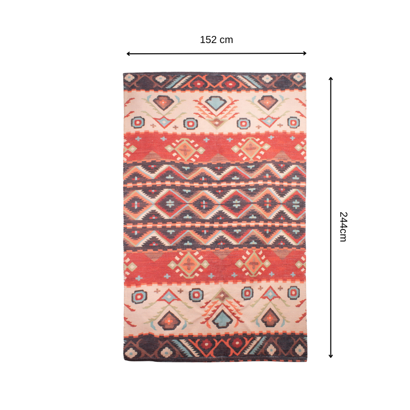 Mona B - Printed Vintage Dhurrie Carpet Rug Runner Floor Mat for Living Room Bedroom: 5 X 8 Feet Multi Color - BR-502 RGL