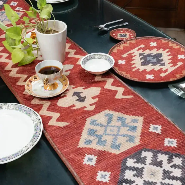 Mona B - Printed Runner, 13X 60 INCH, Best for Bed-Side Table/Center Table, Dining Table/Shelves - BR-504 RUM