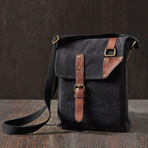 Mona B Upcycled Canvas Messenger Crossbody Bag with Stylish Design for Men and Women: Parker