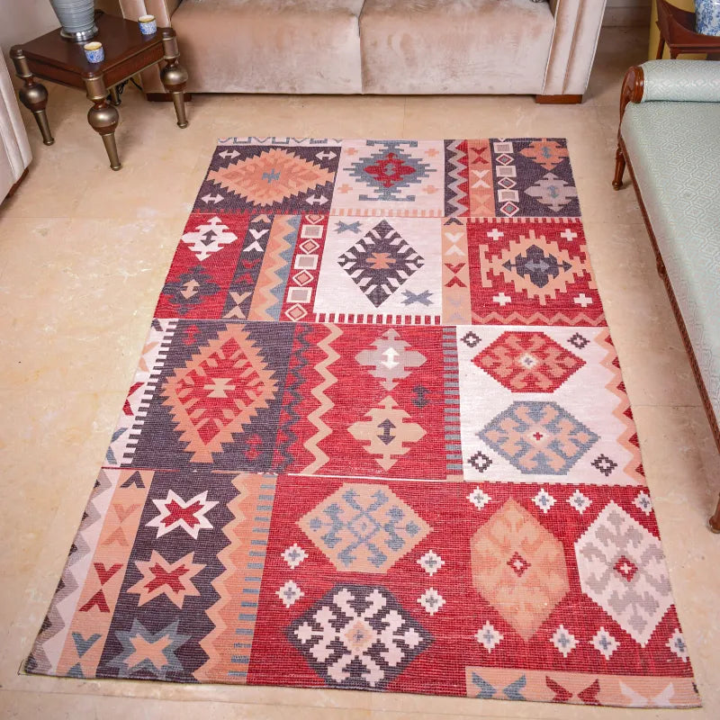 Mona B - Printed Vintage Dhurrie Carpet Rug Runner Floor Mat for Living Room Bedroom: 5 X 8 Feet Multi Color - BR-504 RGL